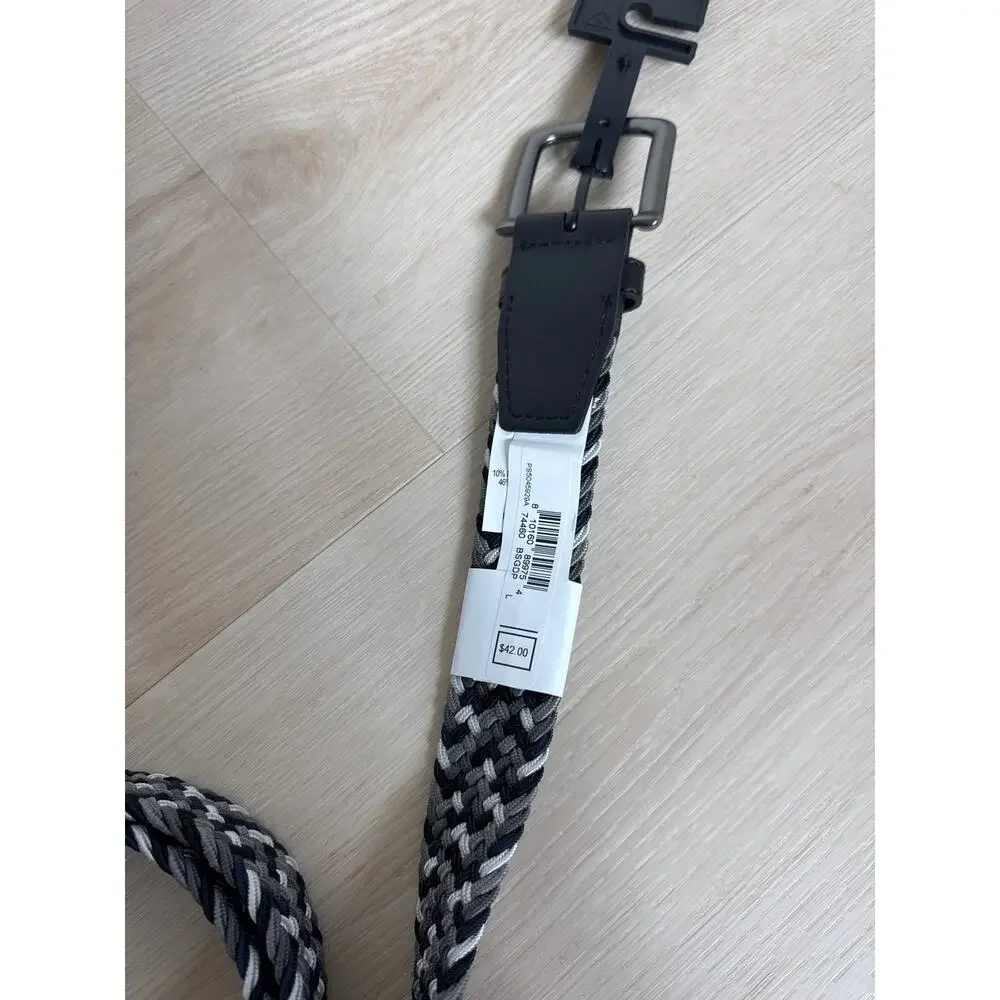 Nike Belt Mens Large (38-40) Grey Navy White Braided Stretch Woven Golf NWT
